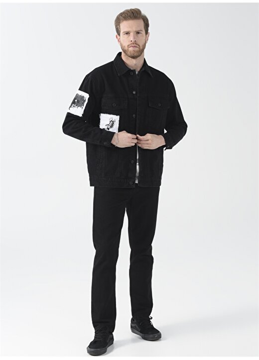 Black On Black Ceket Yaka Baskılı Antrasit Erkek T-Shirt E-ALAFO 3