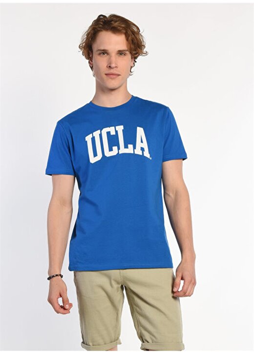 Ucla Bisiklet Yaka Baskılı Mavi Erkek T-Shirt CULVER 1