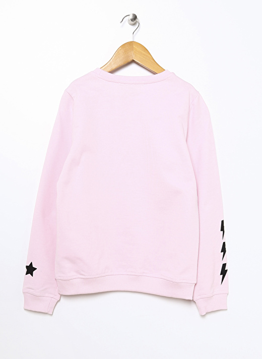 Funky Rocks Pembe Kız Çocuk Bisiklet Yaka Uzun Kollu Baskılı Sweatshirt PRG-15   2