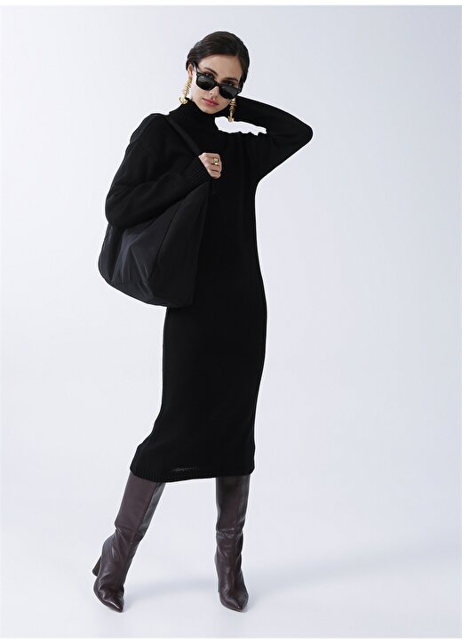Fabrika Comfort Siyah Kadın Düz Elbise CM-LONDON 2