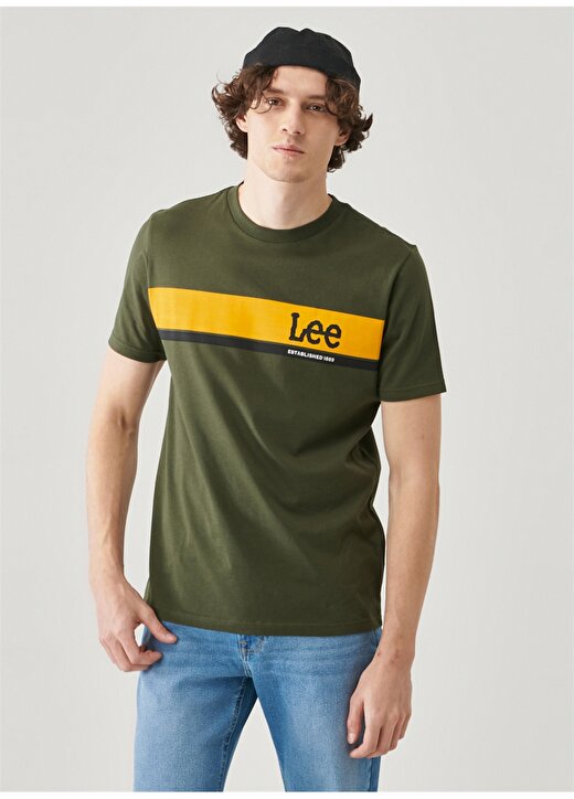Lee Haki Erkek T-Shirt Lightweight SS Graphic Cneck Tee 2