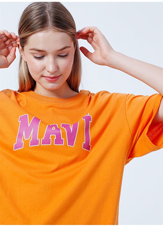 Mavi Oversize Turuncu Kadın Standart Beden T-Shirt M1600843-71424 1