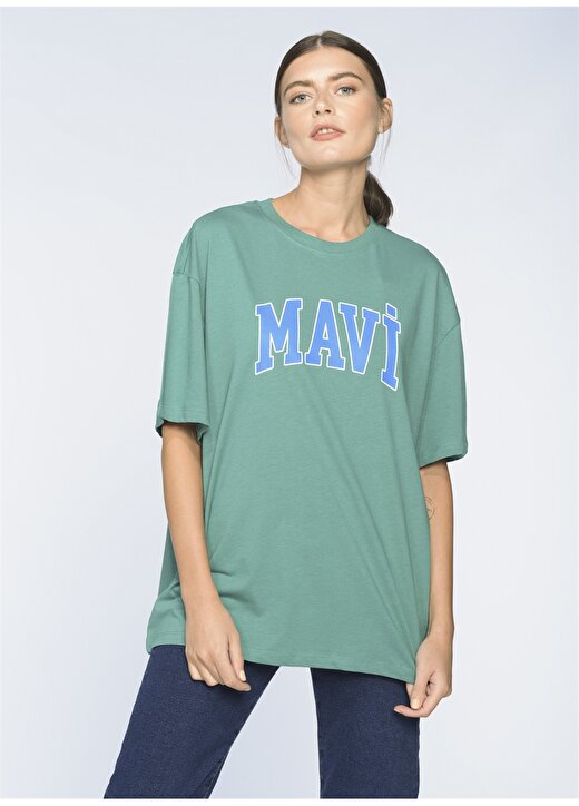 Mavi Oversize Yeşil Kadın Standart Beden T-Shirt M1600843-71914 1