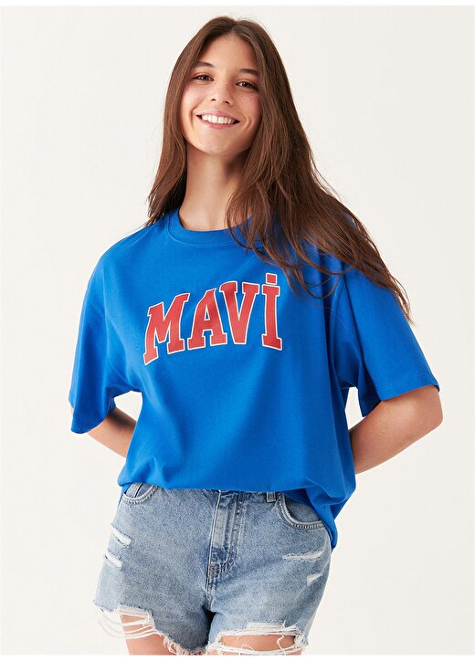 Mavi Oversize Mavi Kadın Standart Beden T-Shirt M1600843-70903 1