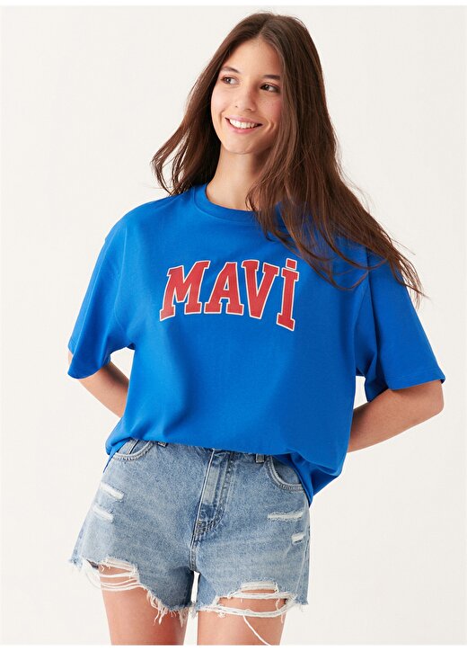 Mavi Oversize Mavi Kadın Standart Beden T-Shirt M1600843-70903 2