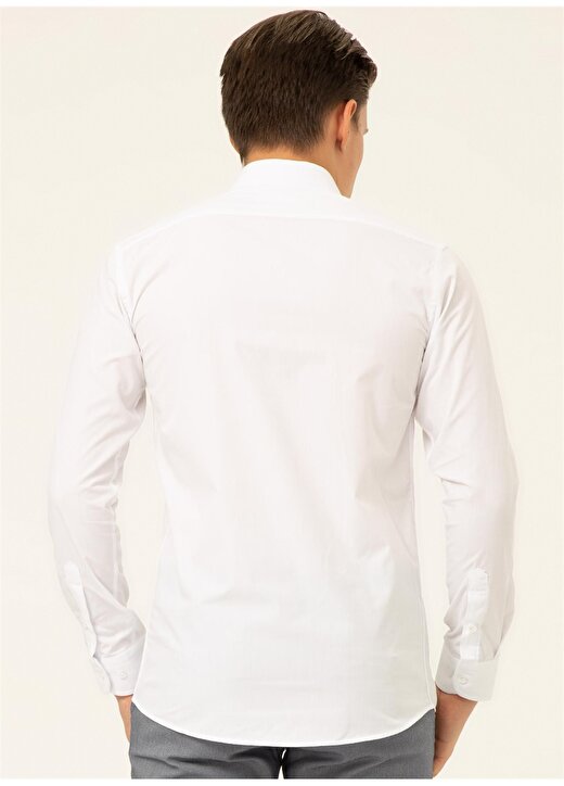 Süvari Klasik Yaka Düz Beyaz Erkek Gömlek GM1007100473 4