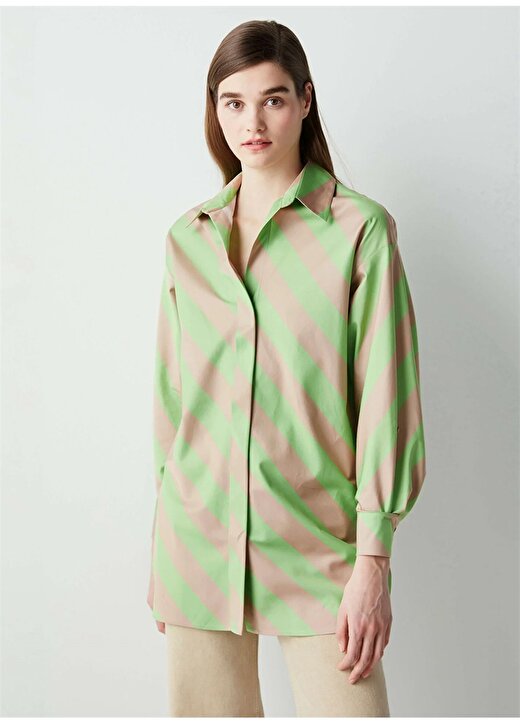 İpekyol Gömlek Yaka Yeşil Kadın Gömlek IS1220025150011 4
