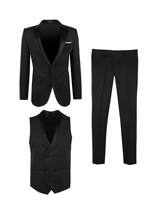 Süvari Normal Bel Slim Fit Siyah Erkek Takım Elbise TK3000400224 1