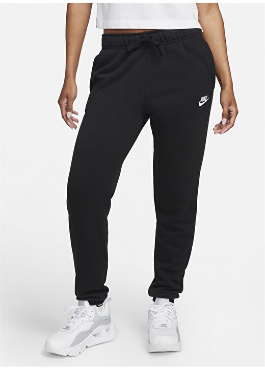 Nike Normal Siyah - Gri - Gümüş Kadın Eşofman Altı DQ5191 010 W NSW CLUB FLC MR PANT S 2