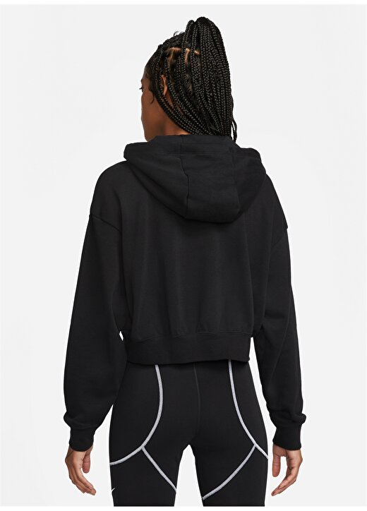 Nike Siyah Kadın Kapüşonlu Baskılı Sweatshirt DQ5850 010 W NSW CLUB FLC GX CROP H 3