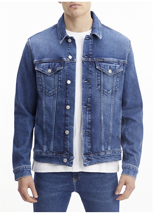 Calvin Klein Jeans Erkek Düz Denim Ceket J30J321007-1BJ_MODERN ESSENTIAL DEN 1