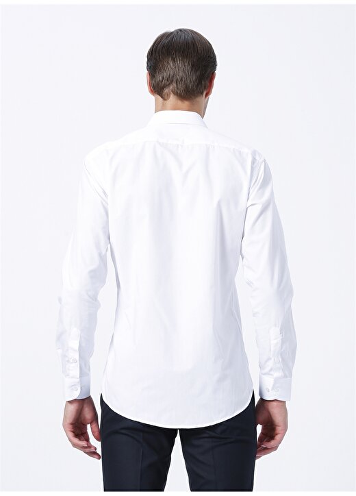 Süvari Klasik Yaka Düz Beyaz Erkek Gömlek GM1007100478 4