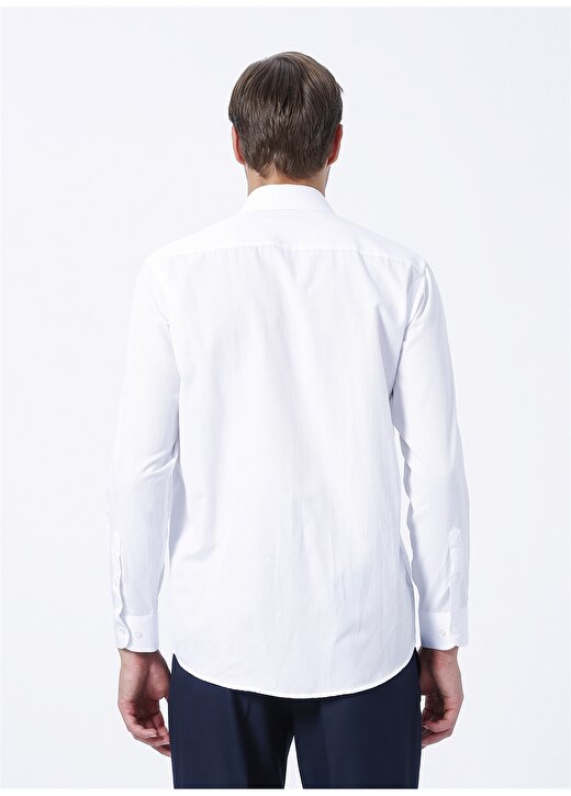 Süvari Klasik Yaka Armürlü Beyaz Erkek Gömlek GM2025000213 4