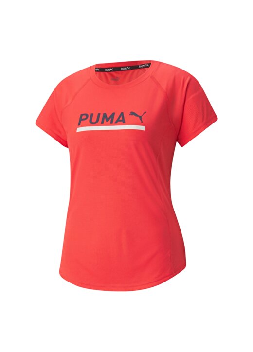 Puma Bisiklet Yaka Baskılı Kırmızı Kadın T-Shirt 52083334 RUN LOGO SS TEE 4