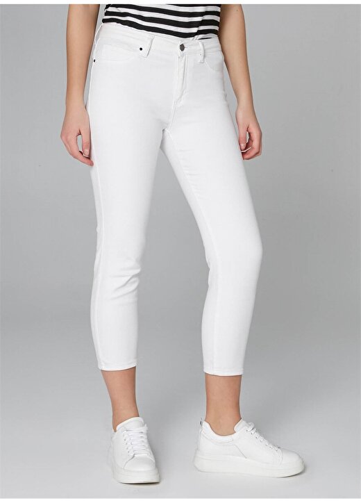 Faik Sönmez Normal Bel Slim Fit Beyaz Kadın Pantolon B00044 2