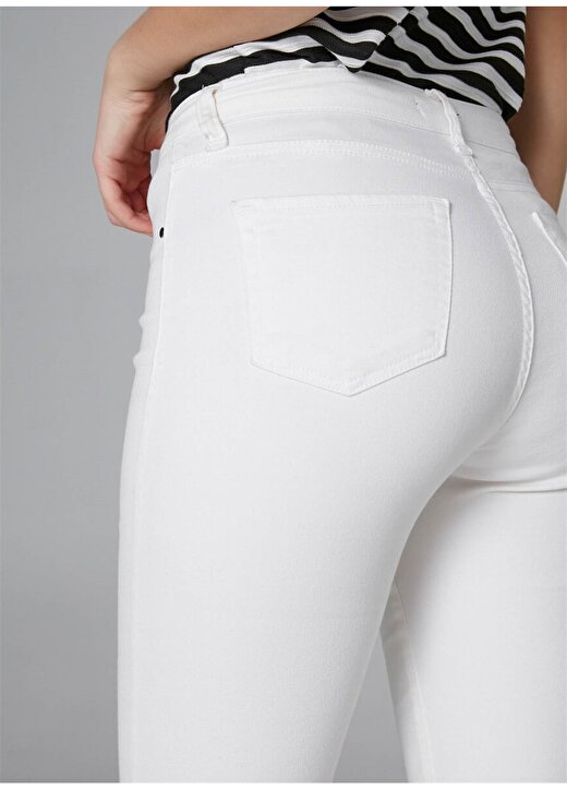 Faik Sönmez Normal Bel Slim Fit Beyaz Kadın Pantolon B00044 4