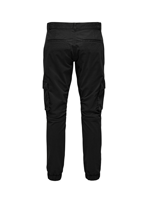 Only & Sons Lastikli Paça Siyah Erkek Kargo Pantolon 22016687_ONSCAM STAGE CARGO CUFF PK 1