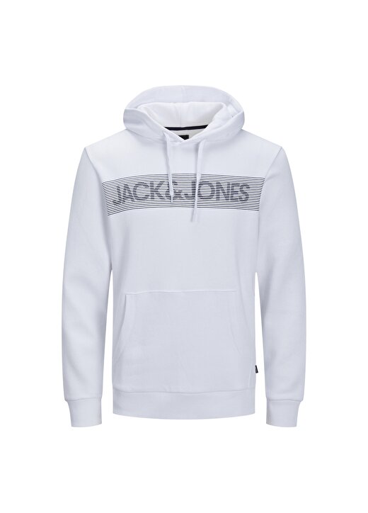 Jack & Jones Kapüşon Yaka Beyaz Erkek Sweatshırt 12152840_JJECORP LOGO SWEAT HOOD NO 4