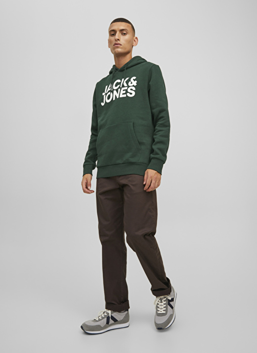 Jack & Jones Kapüşon Yaka Koyu Yeşil Erkek Sweatshırt 12152840_JJECORP LOGO SWEAT HOOD NO 3