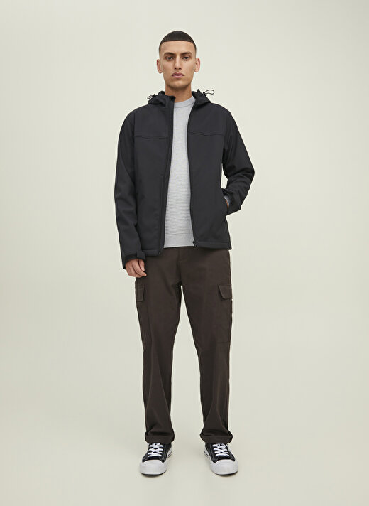 Jack & Jones Siyah Erkek Mont 12212363_JJEMARVIN HOOD SOFTSHELL N 2