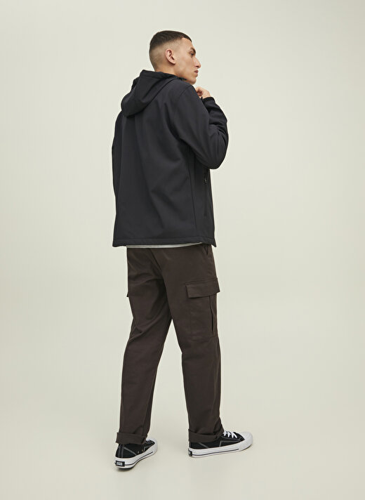 Jack & Jones Siyah Erkek Mont 12212363_JJEMARVIN HOOD SOFTSHELL N 4