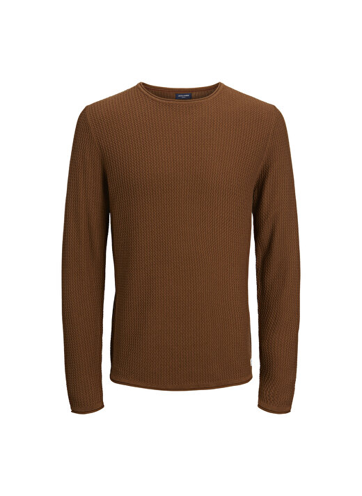 Jack & Jones Bisiklet Yaka Düz Kahve Erkek Kazak 12179861_JPRBLUCARLOS KNIT CREW NEC 1