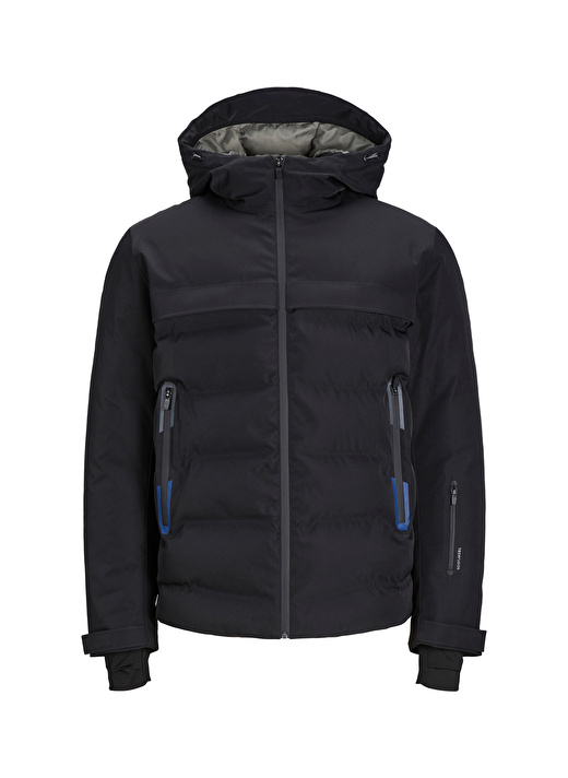 Jack & Jones Siyah Erkek Kapüşonlu Düz Mont 12225287_JCOTARWIN PUFFER  1