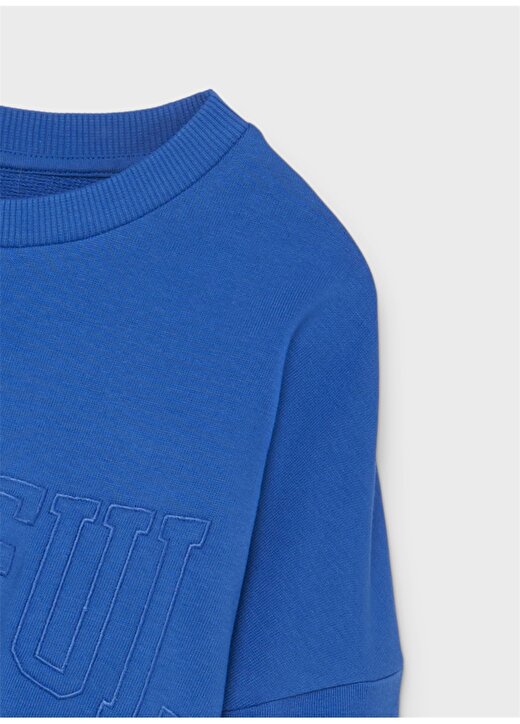 Lmtd Mavi Kız Çocuk O Yaka Uzun Kollu Düz Sweatshirt NLFNOUTER LS SHORT SWEAT 3