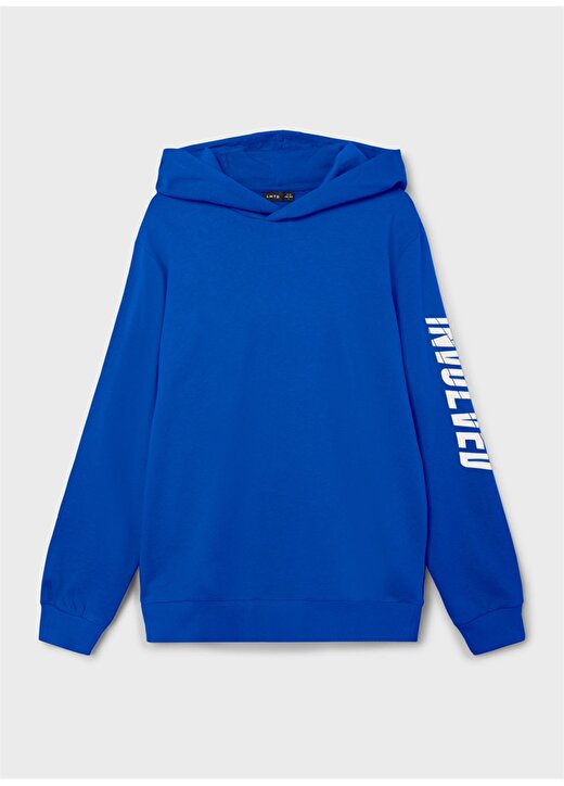 Lmtd Mavi Erkek Çocuk Kapüşonlu Uzun Kollu Baskılı Sweatshirt NLMNOLVED LS SWEAT W. HOOD 1