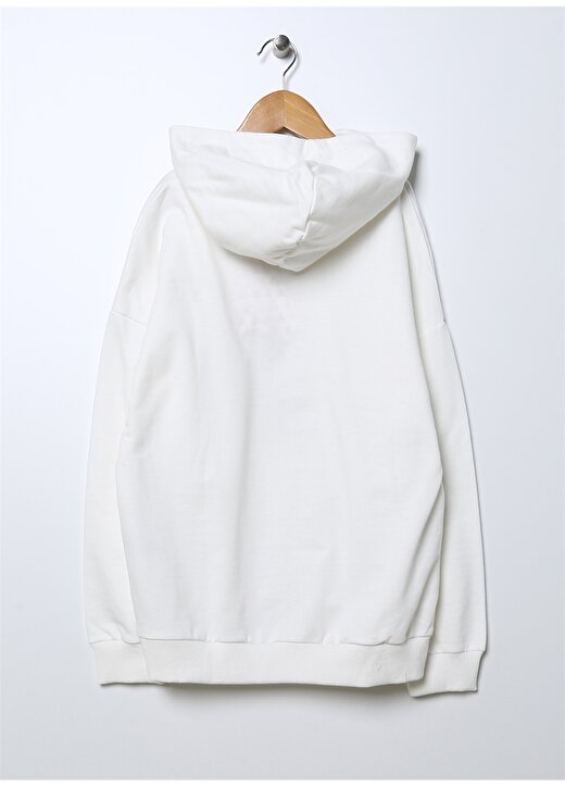 Koton Ekru Kız Çocuk Kapüşonlu Uzun Kollu Baskılı Sweatshirt 3WKG10164AK 2