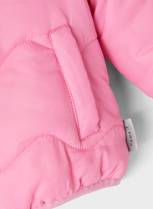 Name İt Pembe Kız Bebek Fermuarlı Uzun Kollu Uzun Düz Mont NBFMAGGY JACKET  PB   4