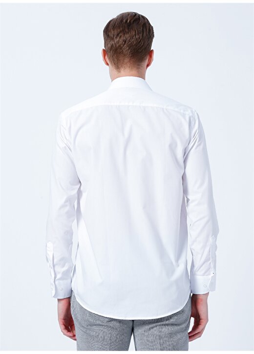 Süvari Klasik Yaka Düz Beyaz Erkek Gömlek GM1001400233 4