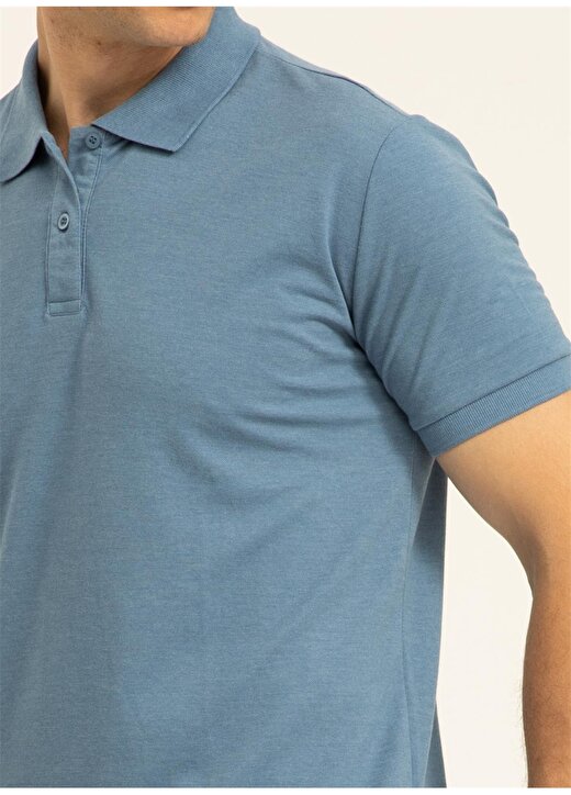Süvari Armürlü Mavi Melanj Erkek Polo T-Shirt TS1014000251 3