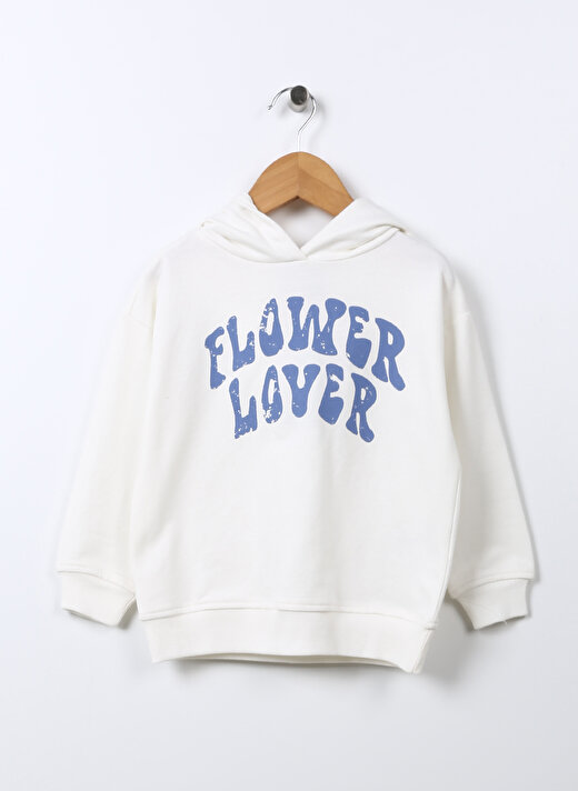 Limon Ekru Kız Çocuk Kapüşonlu Uzun Kollu Baskılı Sweatshirt GROW GIRL   1