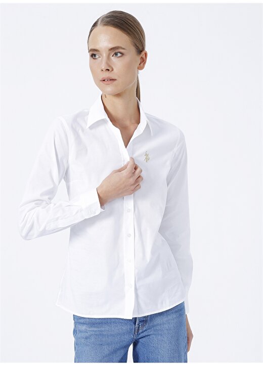 U.S. Polo Assn. Gömlek Yaka Beyaz Kadın Gömlek SALY022K 3