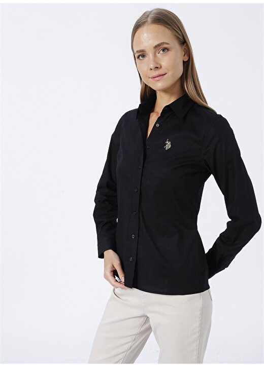 U.S. Polo Assn. Gömlek Yaka Siyah Kadın Gömlek SALY022K 3