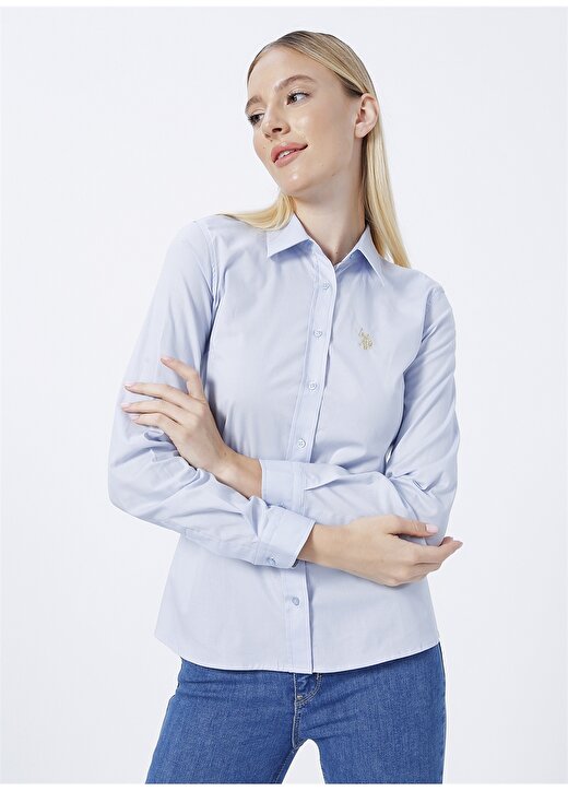 U.S. Polo Assn. Gömlek Yaka Mavi Kadın Gömlek SALY022K 1