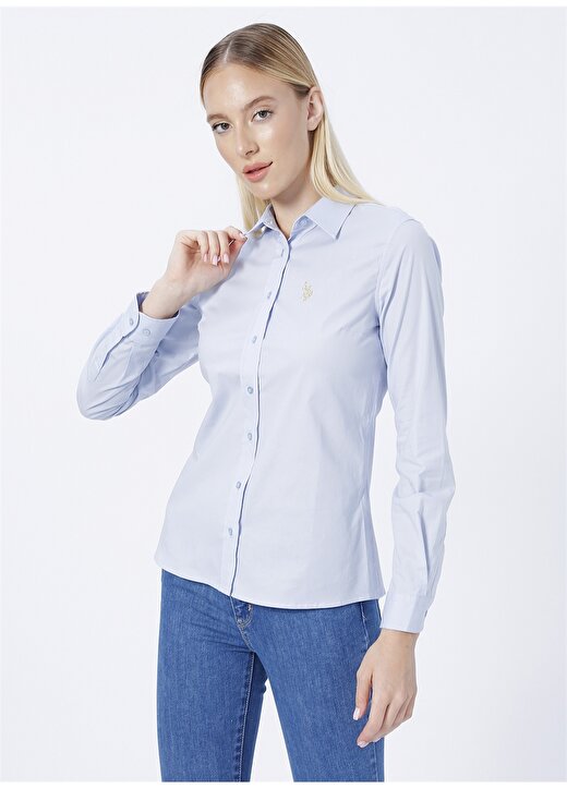 U.S. Polo Assn. Gömlek Yaka Mavi Kadın Gömlek SALY022K 3