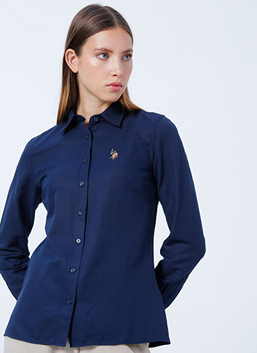 U.S. Polo Assn. Gömlek Yaka Düz Lacivert Kadın Gömlek WOXCOLOR022K 2
