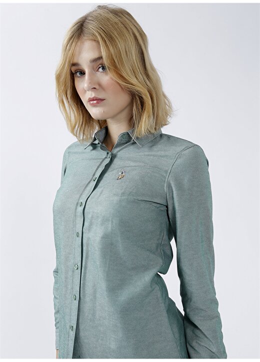 U.S. Polo Assn. Gömlek Yaka Düz Yeşil Kadın Gömlek WOXCOLOR022K 3
