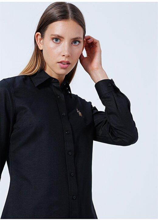 U.S. Polo Assn. Gömlek Yaka Düz Siyah Kadın Gömlek WOXCOLOR022K 1
