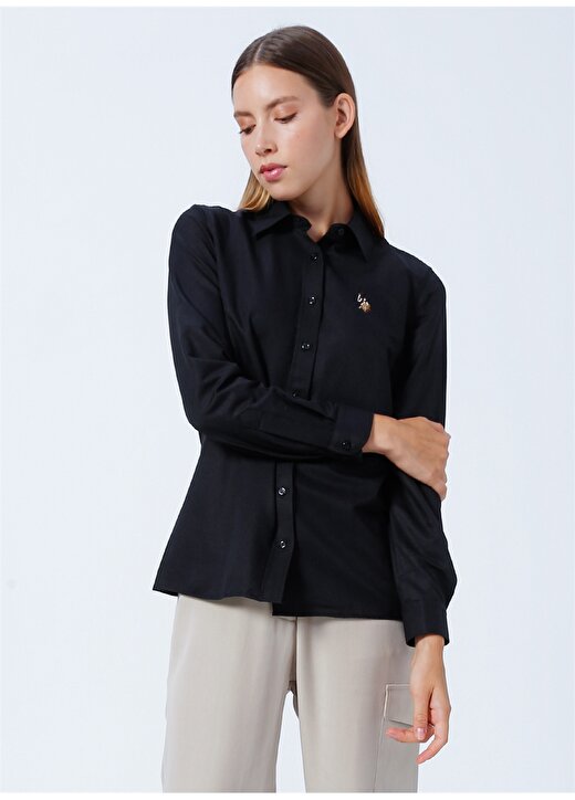 U.S. Polo Assn. Gömlek Yaka Düz Siyah Kadın Gömlek WOXCOLOR022K 3