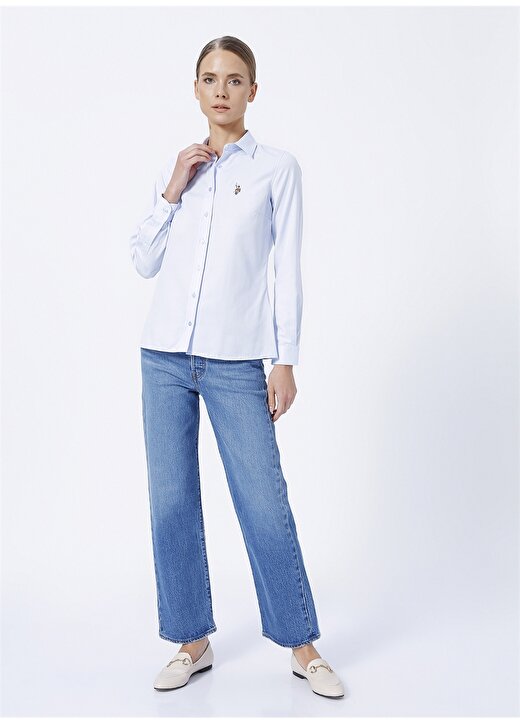 U.S. Polo Assn. Gömlek Yaka Düz Açık Mavi Kadın Gömlek WOXCOLOR022K 2