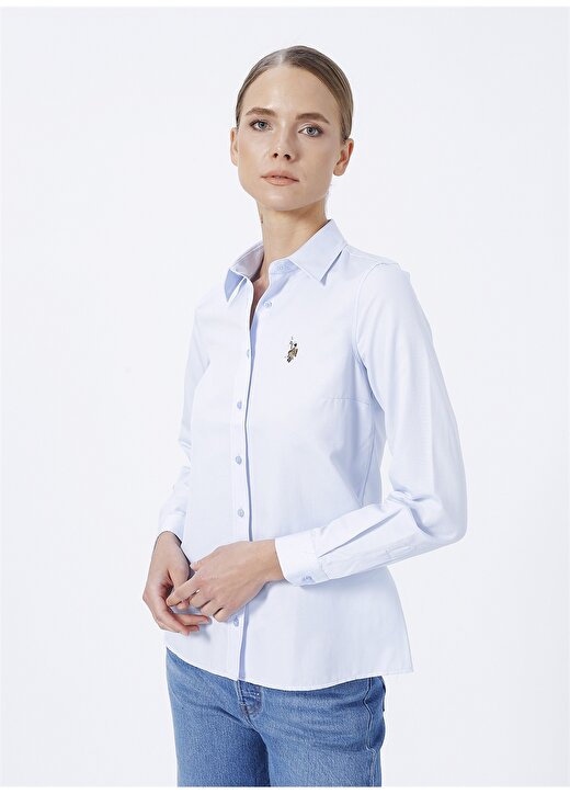 U.S. Polo Assn. Gömlek Yaka Düz Açık Mavi Kadın Gömlek WOXCOLOR022K 3