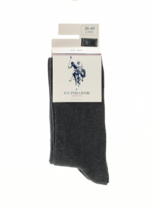 U.S. Polo Assn. Gri Kadın Çorap 2'Lİ PAKET 1