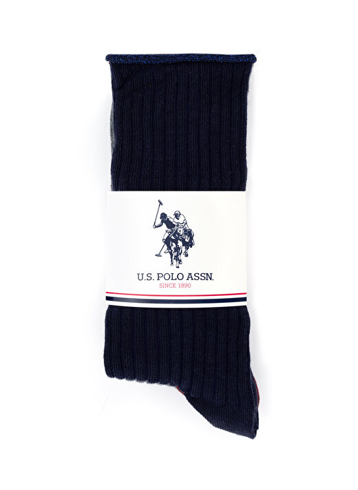 U.S. Polo Assn. Lacivert Kadın Çorap 5'Lİ PAKET OVER-SK22 4