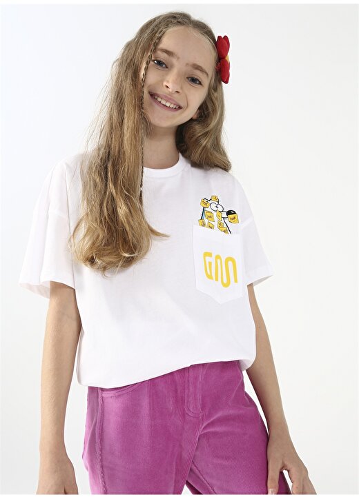 Boyner Baskılı Ekru Kız Çocuk T-Shirt FFYBSC-11 3
