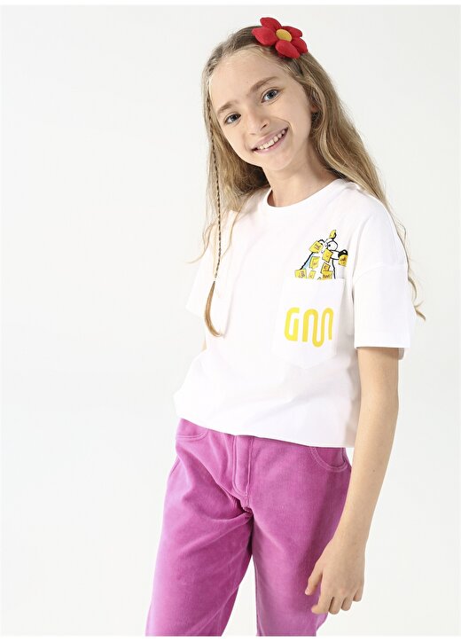 Boyner Baskılı Ekru Kız Çocuk T-Shirt FFYBSC-11 4