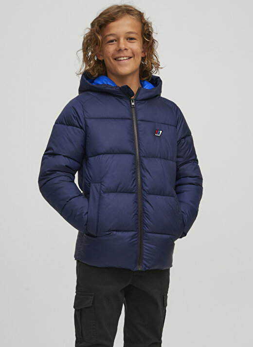 Jack & Jones Lacivert Erkek Çocuk Fermuarlı Uzun Kollu Düz Mont JORSLOPE PUFFER JACKET JNR   2