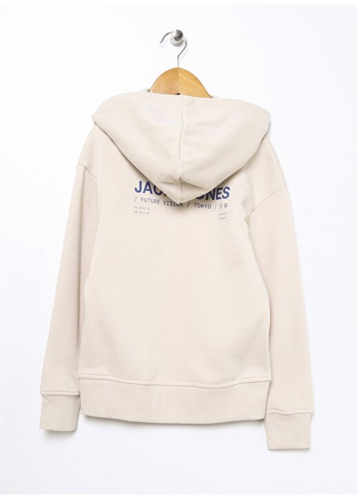 Jack & Jones Krem Erkek Çocuk Kapüşonlu Uzun Kollu Baskılı Sweatshirt JCOMONO VISION SWEAT HOOD JNR 2
